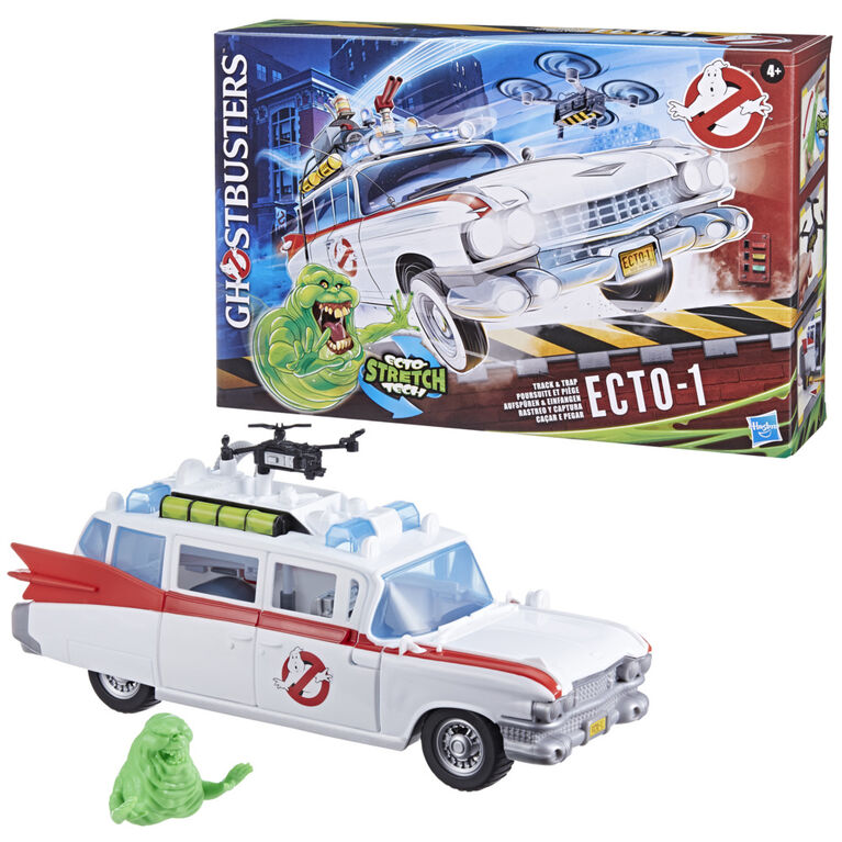 Ghostbusters Ecto-1 Poursuite et piège, voiture avec Slimer Grand frisson avec technologie Ecto-Stretch, jouets Ghostbusters, à partir de 4 ans