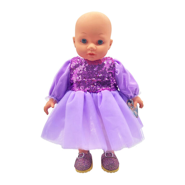Purple Glitter Dress, and Shoes for 36cm Doll