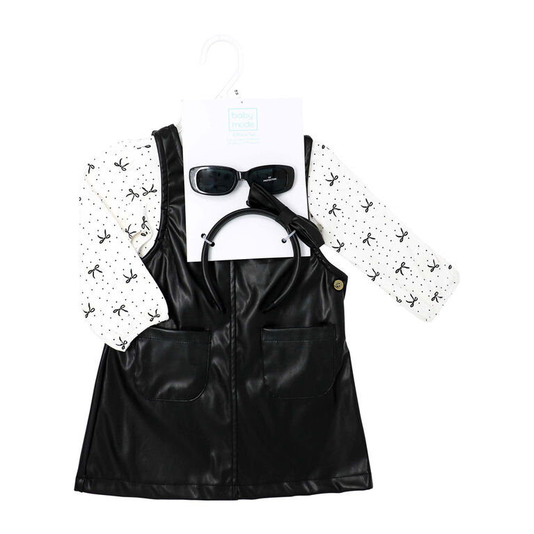 Baby Mode 3 Piece  Jumper Set: Black Floral 18M