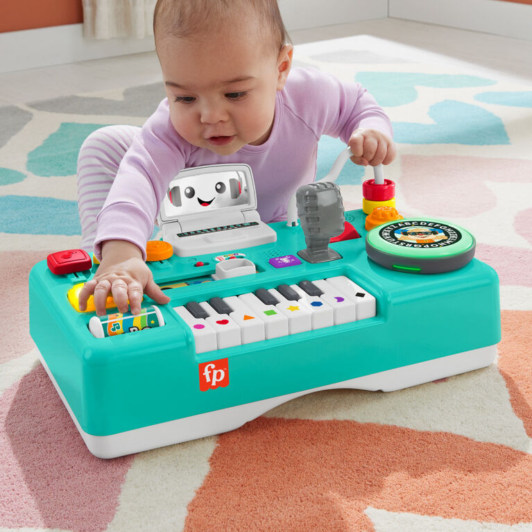 Fisher-Price Laugh and Learn Mix and Learn DJ Table Musical Learning Toy for Baby and Toddler, Multi-Language Version