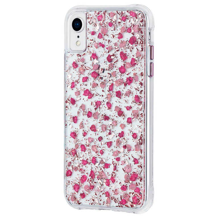 Étui rigide ajusté Karat de Case-Mate pour iPhone Xr, rose fleur ditsy