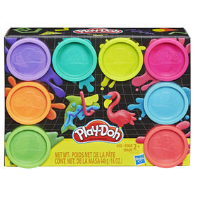 Play-Doh - Ensemble Fluo de 8 pots Play-Doh atoxique 8 couleurs