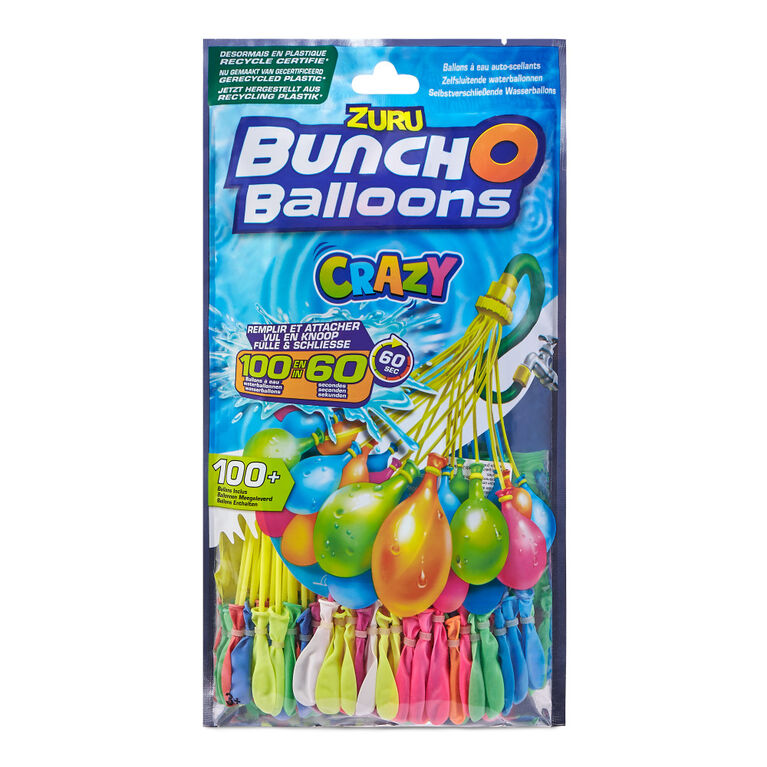 Crazy Bunch O Balloons 100 ballons d'eau à fermeture automatique et à remplissage rapide (3 paquets) par ZURU
