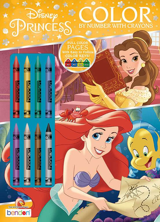 Livre de coloriage par numéros avec crayons de cire - Les princesses - Édition anglaise
