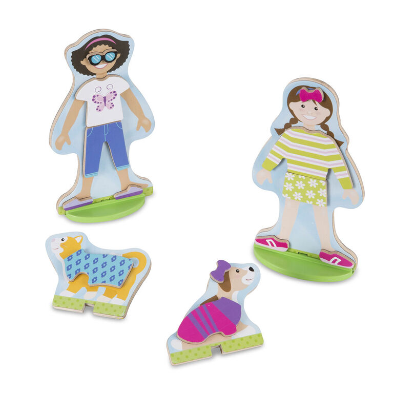 Melissa & Doug Best Friends Magnetic Dress-Up Wooden Dolls Pretend Play Set - English Edition