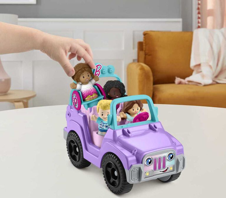 Fisher-Price Little People Barbie Beach Cruiser Toy Car with Sounds and 2 Figures - French Edition - Sounds Only Version