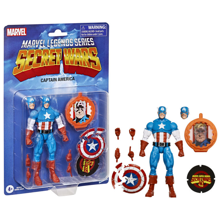 Marvel Legends Series Captain America, Avengers Retro Marvel Comics Secret Wars Collectible 6 Inch Action Figure