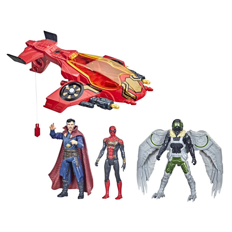 Marvel Spider-Man Jet araignée avec 3 figurines articulées