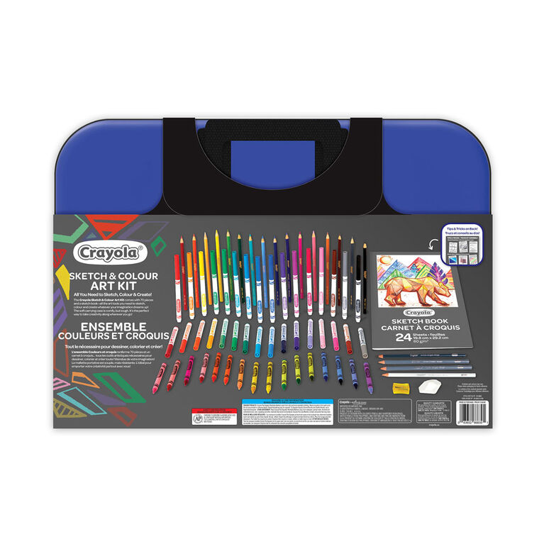 Crayola Coloring and Sketching Set, 70pcs Sketch Book, Gift for Kids, 8, 9,  10