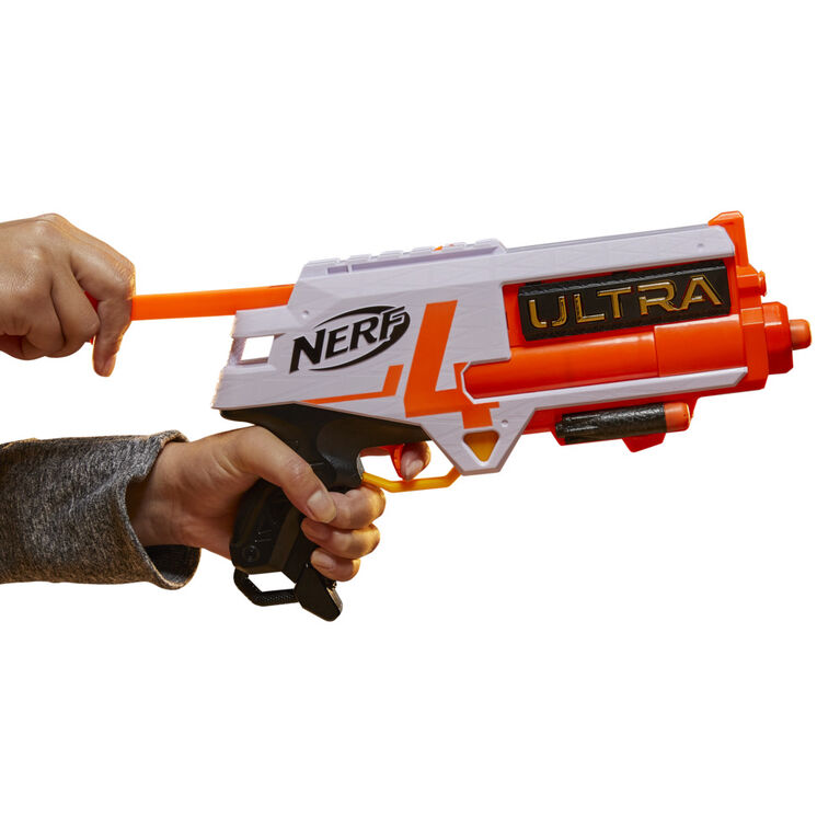 Nerf Ultra - Blaster Four, 4 fléchettes Nerf Ultra, tire une fléchette à la fois