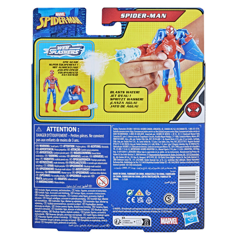 Marvel Spider-Man Aqua Web Warriors 4-Inch Spider-Man Action Figure with Refillable Water Gear Accessory