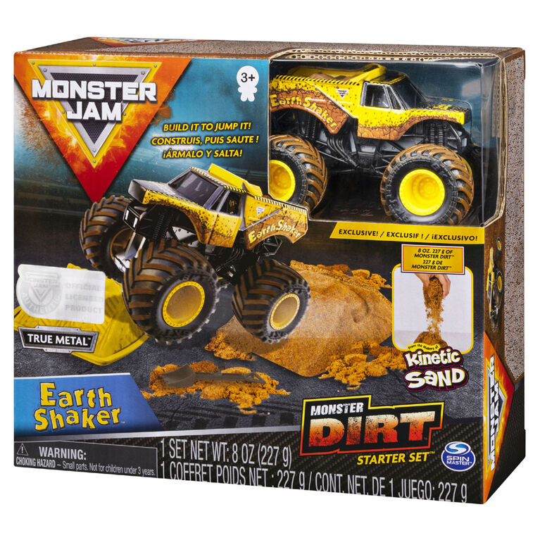 Monster Jam, Coffret débutant Monster Dirt Earth Shaker, avec 226 g (8 oz) de Monster Dirt et un monster truck Monster Jam