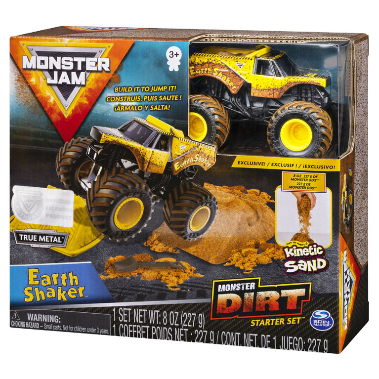 Monster Jam, Earth Shaker Monster Dirt Starter Set, Featuring 8oz of Monster Dirt and Official 1:64 Scale Die-Cast Monster Jam Truck