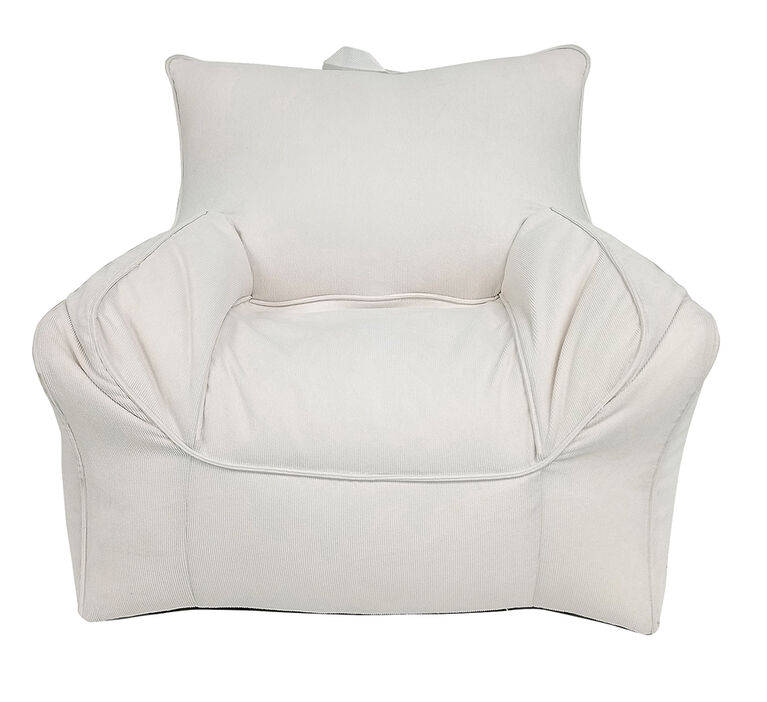 Pouf Kvell en velours côtelé ivoire