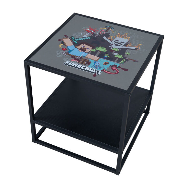 Phoenix Minecraft Side Table with Storage Shelf