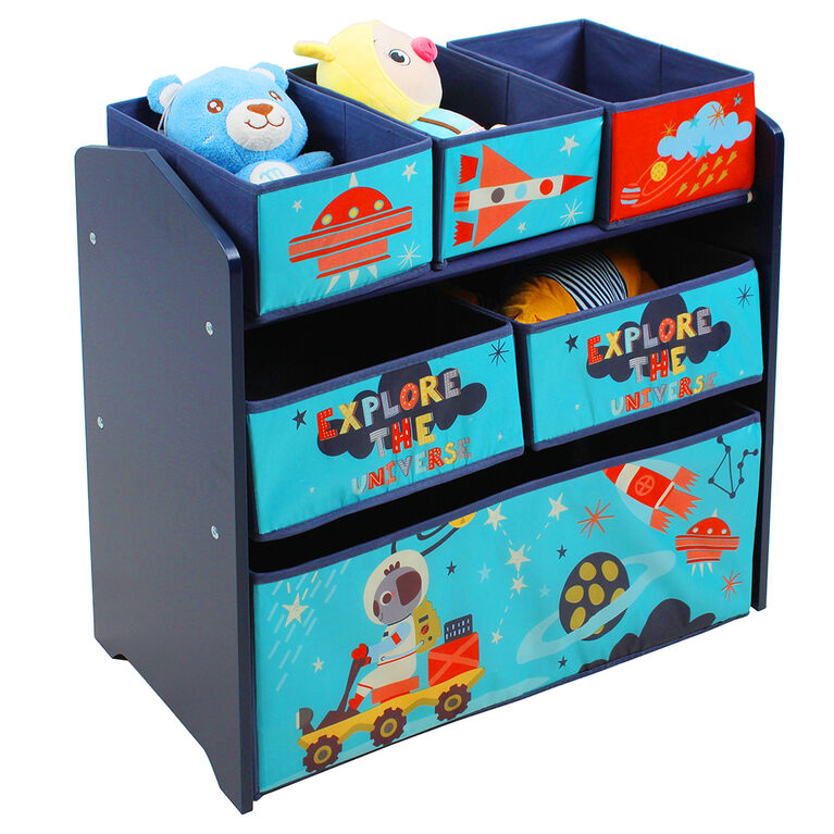 Outer Space Wood Storage with bins