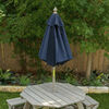 KidKraft - Wooden Octagon Table, Stools and Umbrella Set, Kids' Outdoor Furniture, Barnwood Gray and Navy