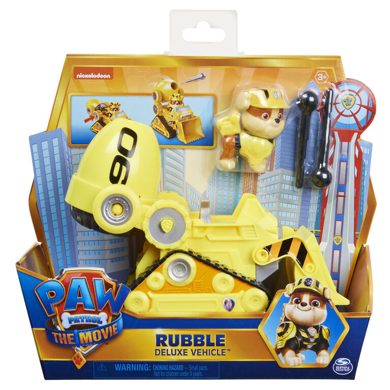 PAW Patrol, Rubble's Deluxe Movie Transforming Toy Car with Action | Toys Us Canada