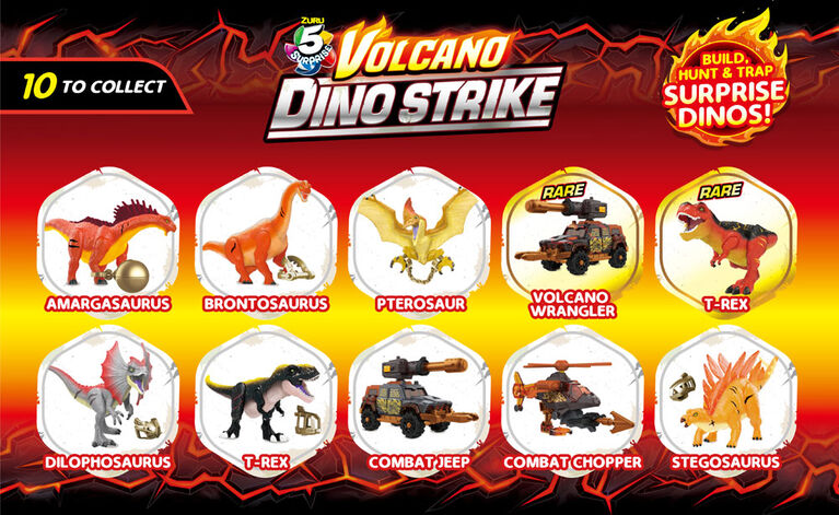 5 SURPRISE Dino Strike Volcano Series 4 Mystery Collectible Capsule by ZURU