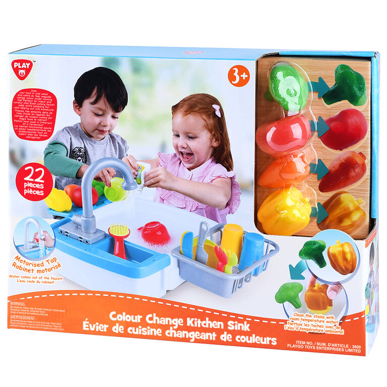 PLAYGO-Colour Change Kitchen Sink - 22 Pieces