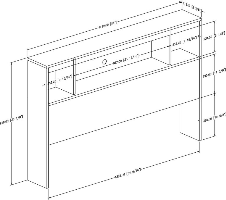 Spark Full Bookcase Headboard Pure Black