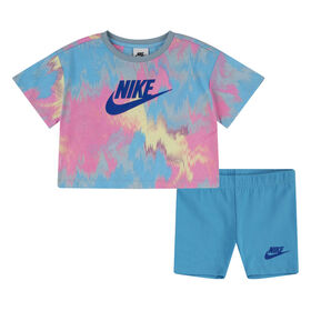 Nike Boxy Tee and Bike Shorts Set - Batic Blue