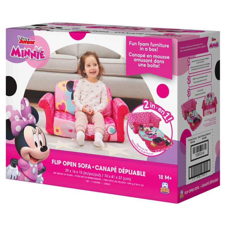 Marshmallow Furniture, Children's 2-in-1 Flip Open Foam Compressed Sofa, Minnie Mouse