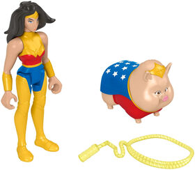 Coffret de figurines articulées DC Krypto Super-Chien – Wonder Woman et PB le cochon