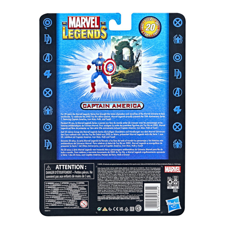 Marvel Legends 20th Anniversary Series 1 Captain America 6-inch Action Figure Collectible Toy