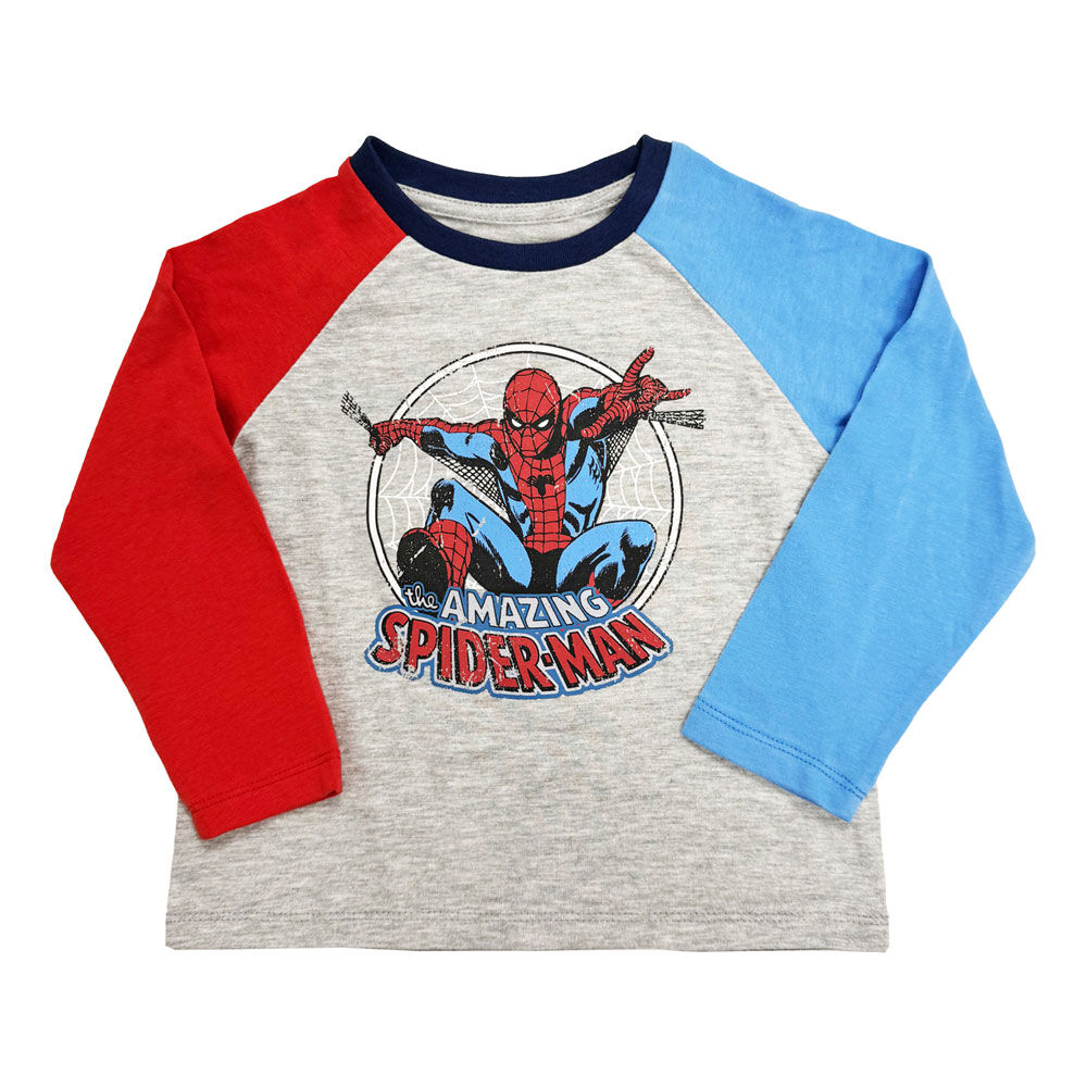 Marvel - Long Sleeve Raglan Top - Grey Heather & Red & Blue - Size 2T - Toys R Us Exclusive