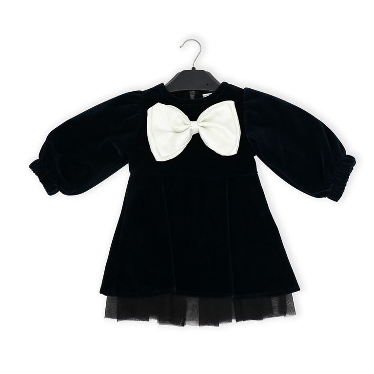 Baby Mode Signature Black Velvet Bow Dress 18M