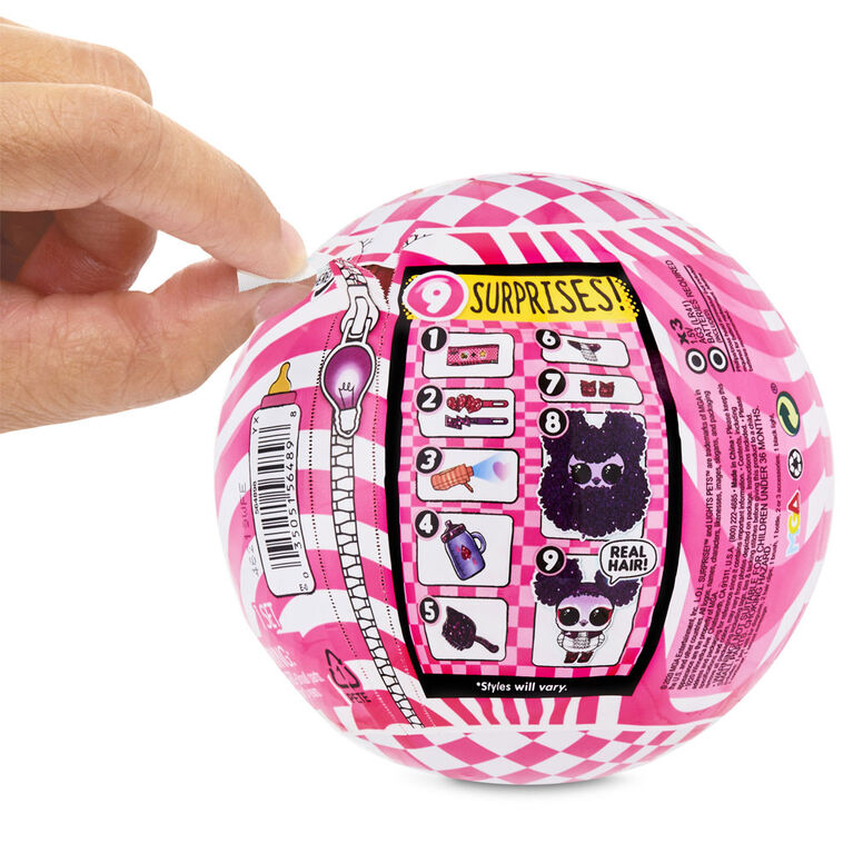 Animaux L.O.L. Surprise! Lights avec de VRAIS cheveux et 9 surprises incluant des surprises de lumière noire - Édition anglaise
