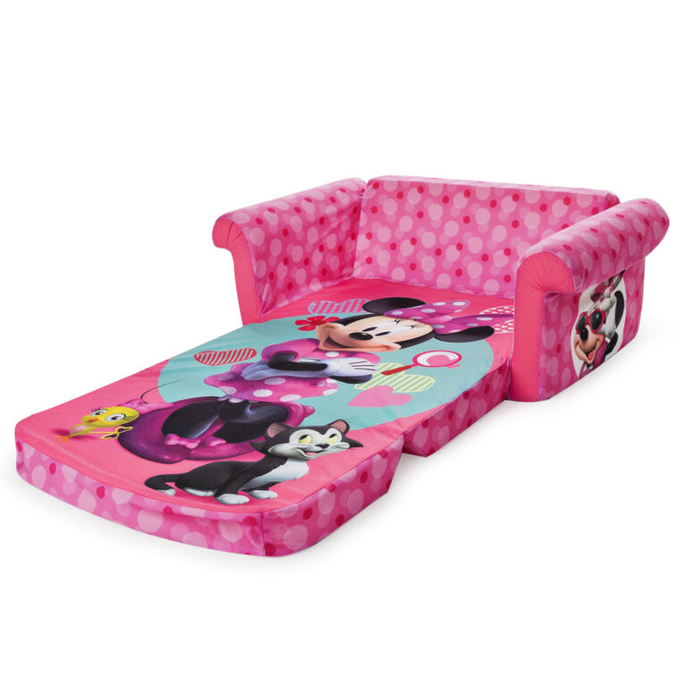 Mobilier Marshmallow - Canapé compressé dépliable en mousse 2-en-1 pour enfants, Minnie Mouse