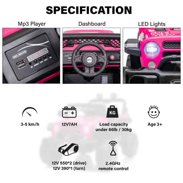 Voltz Toys Jeep with Remote, Rose Red
