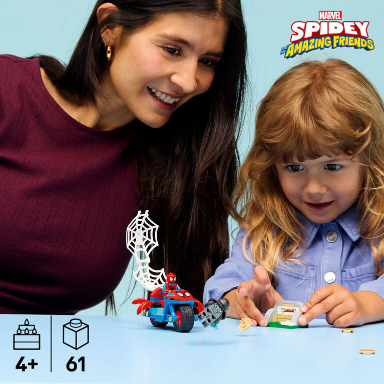 LEGO Marvel Spidey And His Amazing Friends Spidey on his Motorcycle vs. Rhino Toy, Ages 4+ - 11206