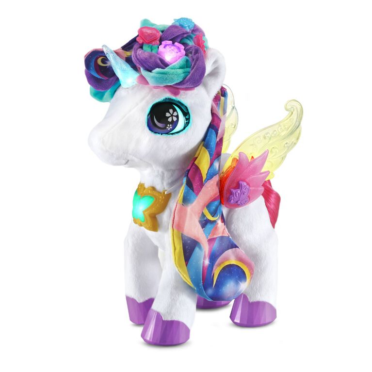 VTech Styla, ma licorne maquillage magique- Edition française, Jouet interactif, animal de compagnie électronique chantant avec baguette magique et accessoires de cheveux, enfants de 4 ans et plus