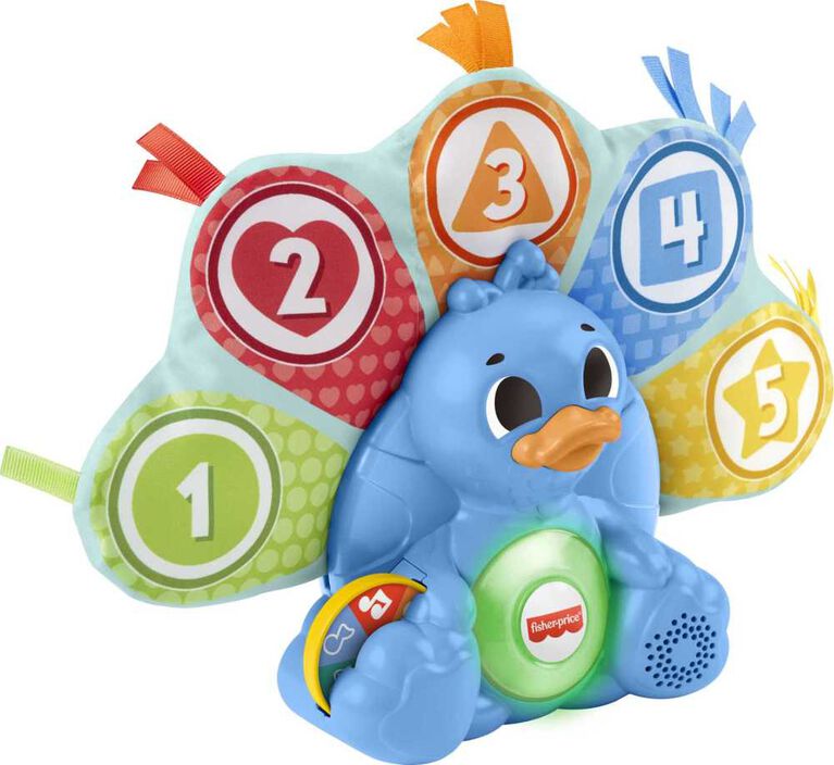 Fisher-Price Linkimals Counting Colors Peacock Baby Learning Toy with Lights and Music - French Version