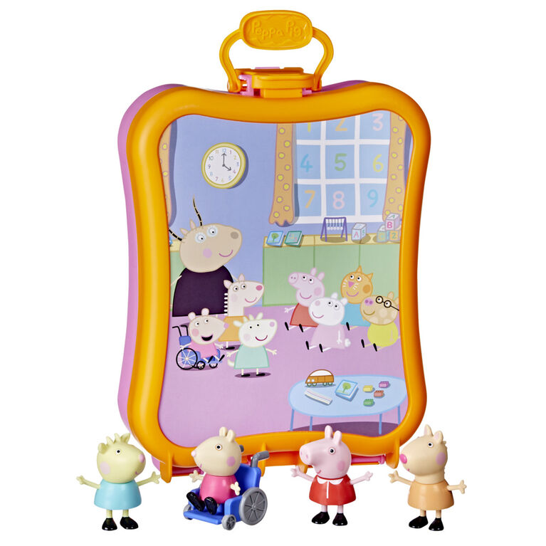 Peppa Pig Peppa's Club Friends Case Preschool Toy, Includes 4 Figures, Features Handle for On-the-Go Fun and Easy Storage