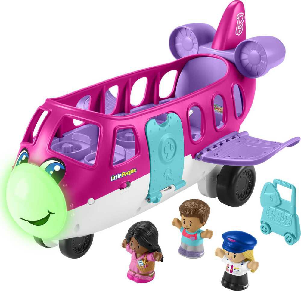 Little People Barbie Toy Airplane with Lights Music and 3 Figures