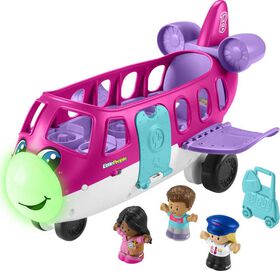Little People Barbie Toy Airplane with Lights Music and 3 Figures, Little Dream Plane, Toddler Toys, Multi-Language Version