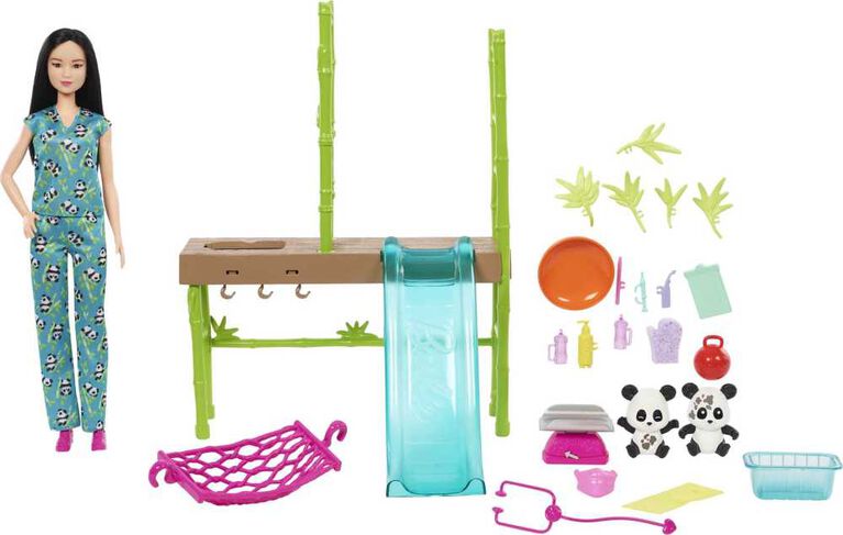 Barbie Panda Care and Rescue Playset with Doll and 20+ Accessories, Plus Color Change Feature