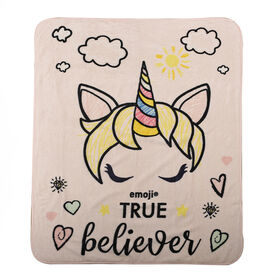 Emoji Unicorn Plush Throw 50" x 60" True Believer