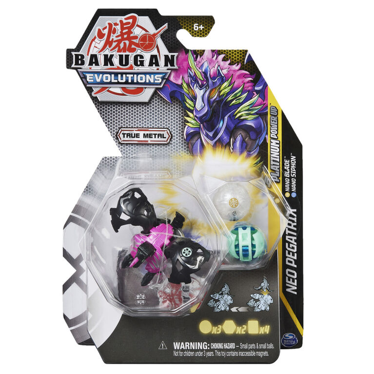 Bakugan Evolutions, Neo Pegatrix with Nano Blade and Siphon Platinum Power Up Pack