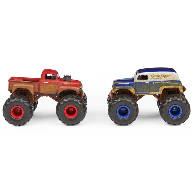 Monster Jam, Official Grave Digger vs. Grave Digger The Legend Color-Changing Die-Cast Monster Trucks, 1:64 Scale
