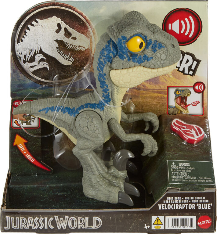 Jurassic World Mega Roar Blue Velociraptor Dinosaur Sound