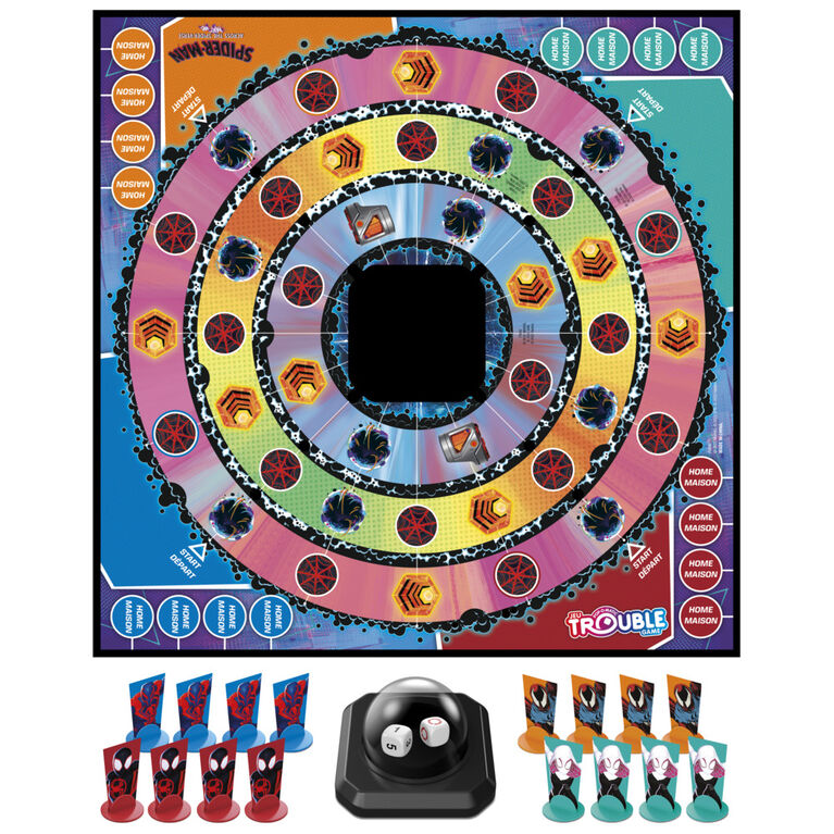 Trouble: Spider-Man Across the Spider-Verse Part One Edition Game for Marvel Fans, 2-4 Players, Rotating Gameboard