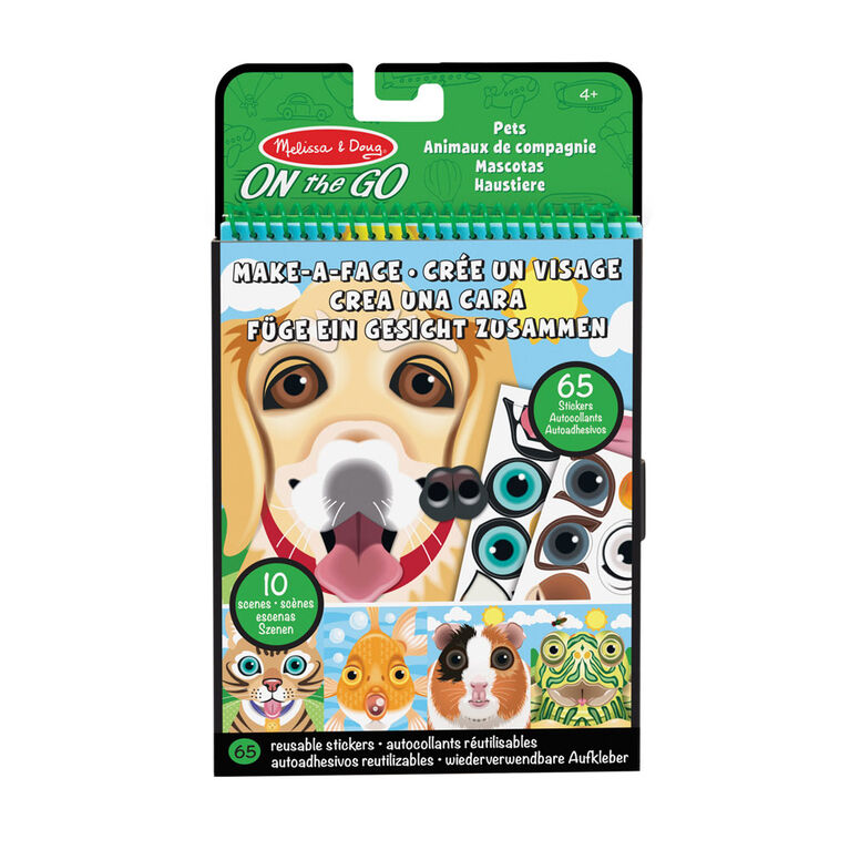 Melissa & Doug - On the Go Make-a-Face Reusable Sticker Pad Travel Toy Activity Books (Safari, Farm and Pets)