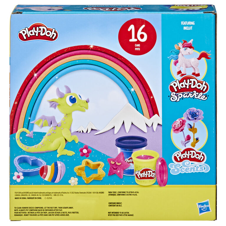 Play-Doh Sparkle and Scents Variety Pack of 16 Cans of Modeling Compound and 4 Tools, Non-Toxic