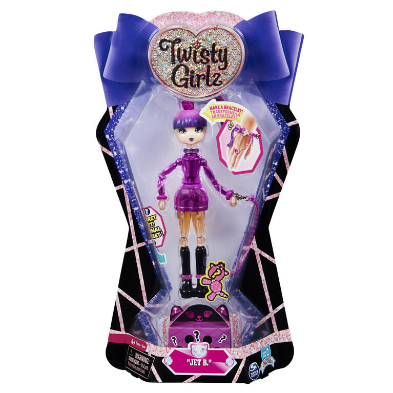 Twisty Girlz, Series 2, Jet B. Transforming Doll to Collectible Bracelet with Mystery Twisty Petz