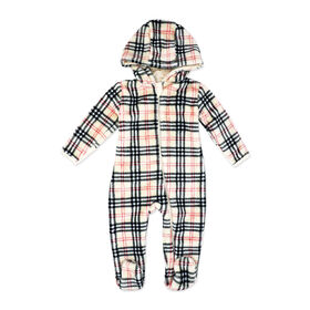 Baby Mode  Poussette en peluche imprimée : nouveau-né à carreaux beige